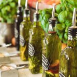 Close-up of Flavoured Olive Oil Bottles