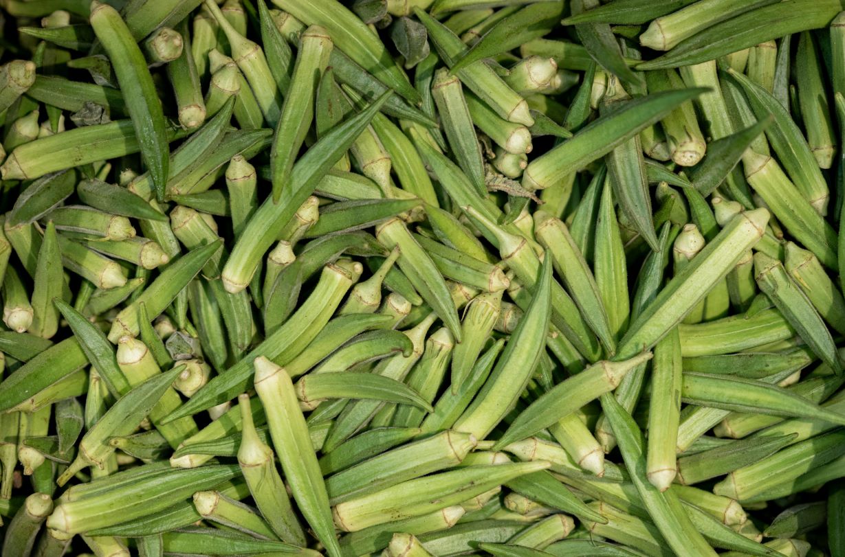 A Bunch of Raw Bamia Vegetables