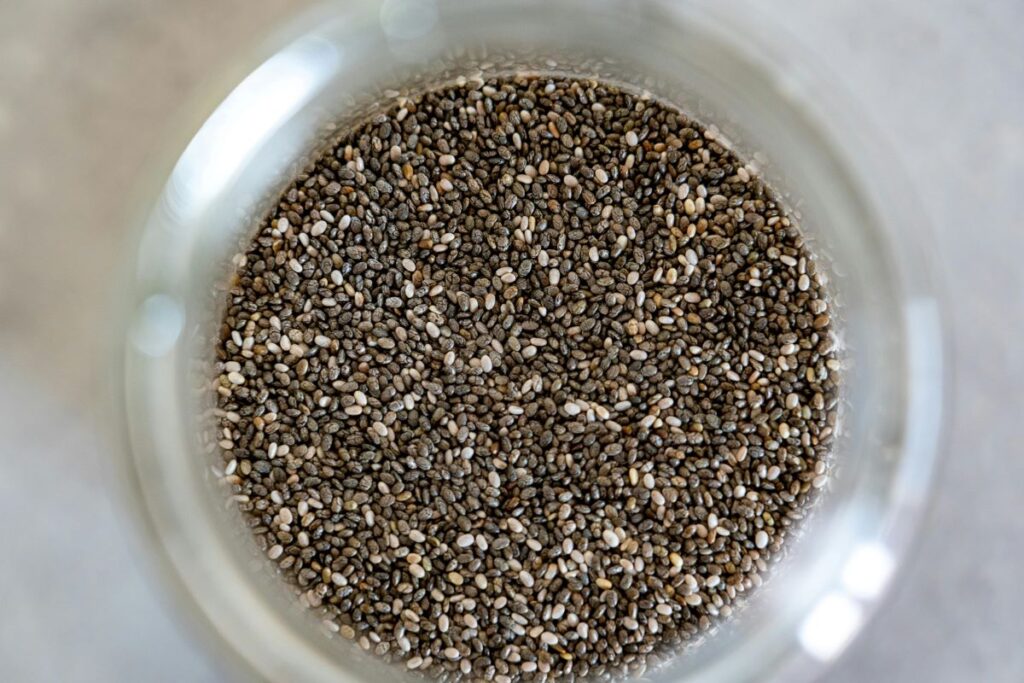 A Jar Filled Of Chia Seeds
