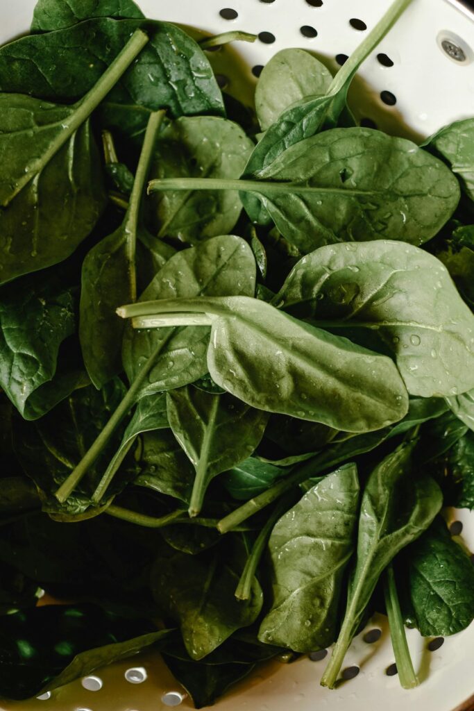 Spinach in the Strainer